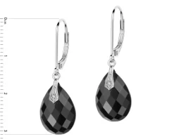 Clearance Apart Kolczyki z białego złota z diamentami i onyksami - próba 585