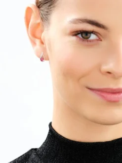 Apart Kolczyki z białego złota z diamentami i rubinami - próba 375< Wszystkie