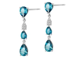 Apart Kolczyki z białego złota z diamentami i topazami London Blue - próba 585