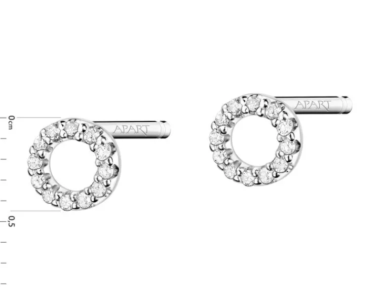 Apart Kolczyki z białego złota z diamentami - koła - 0,05 ct - próba 375