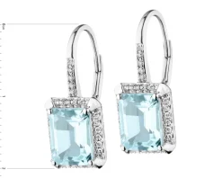 Best Apart Kolczyki z białego złota z diamentami i topazami Sky Blue - próba 585