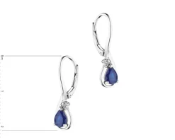 Outlet Apart Kolczyki z białego złota z diamentami i szafirami - próba 585