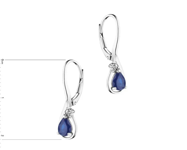 Outlet Apart Kolczyki z białego złota z diamentami i szafirami - próba 585