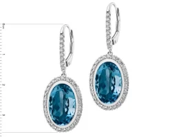 New Apart Kolczyki z białego złota z brylantami i topazami London Blue - próba 585