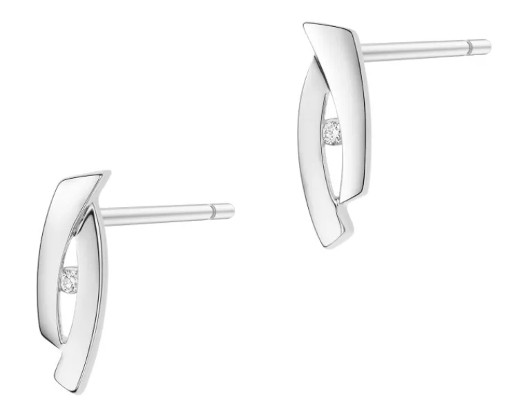 Sale Apart Kolczyki z białego złota z brylantami - 0,02 ct - próba 585