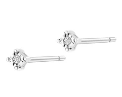 New Apart Kolczyki z białego złota z diamentami - 0,008 ct - próba 375