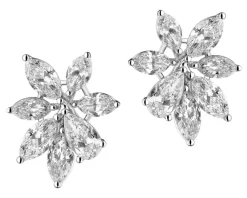 Hot Apart Kolczyki z białego złota z diamentami - kwiaty - 3,88 ct - próba 750