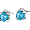 New Apart Kolczyki z białego złota z diamentami i topazami London Blue - próba 375