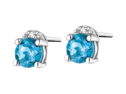 New Apart Kolczyki z białego złota z diamentami i topazami London Blue - próba 375