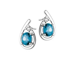 Discount Apart Kolczyki z białego złota z diamentami i topazami London Blue - próba 375