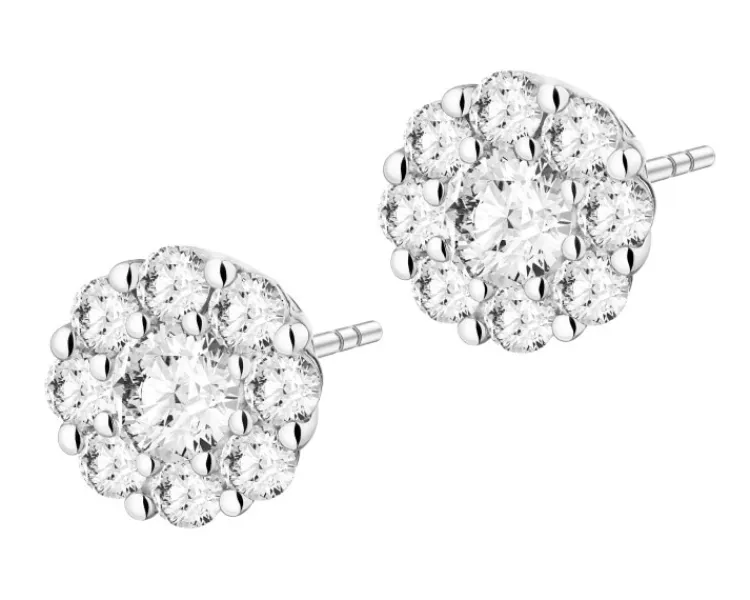 Best Apart Kolczyki z białego złota z brylantami laboratoryjnymi - 0,67 ct - próba 585