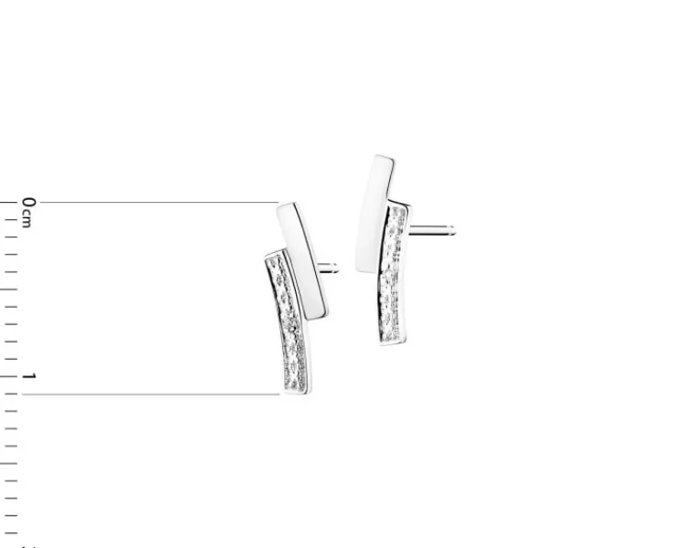 Best Apart Kolczyki z białego złota z diamentami - 0,006 ct - próba 375