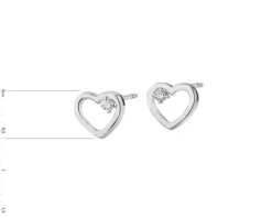 Clearance Apart Kolczyki z białego złota z brylantami - serca - 0,01 ct - próba 375