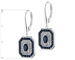 Apart Kolczyki z białego złota z diamentami i szafirami - próba 585< Kolczyki Z Diamentami
