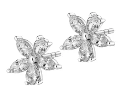 Apart Kolczyki z białego złota z diamentami - kwiaty - 0,94 ct - próba 585< Kolczyki Z Diamentami