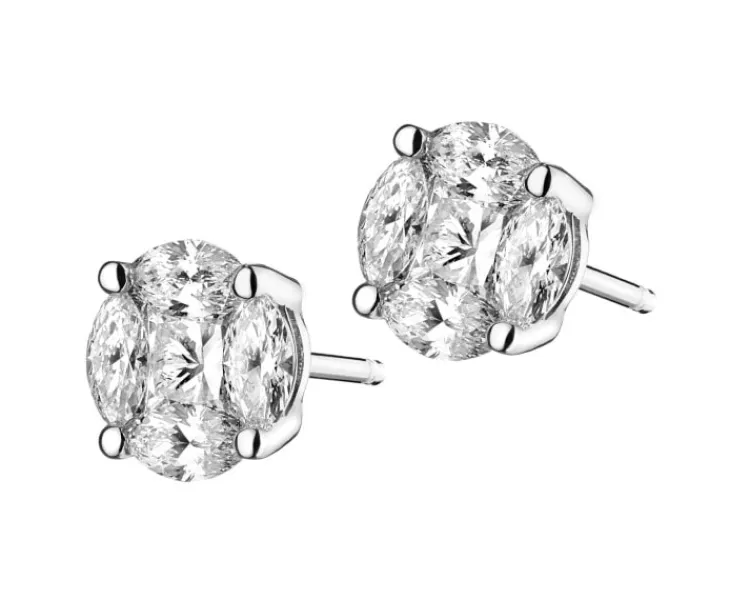 New Apart Kolczyki z białego złota z diamentami - 1,18 ct - próba 585