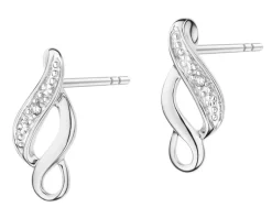 Online Apart Kolczyki z białego złota z diamentami - 0,008 ct - próba 585