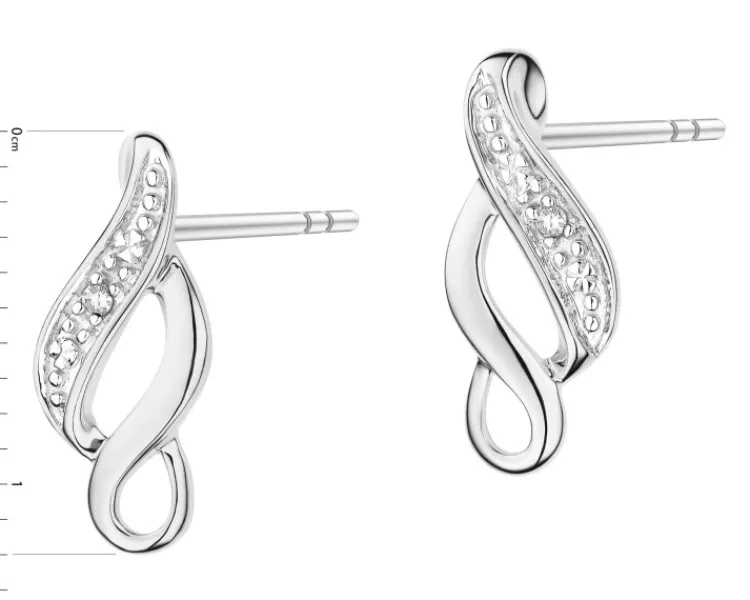 Online Apart Kolczyki z białego złota z diamentami - 0,008 ct - próba 585
