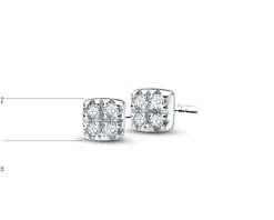Hot Apart Kolczyki z białego złota z diamentami - kwadraty - 0,02 ct - próba 585
