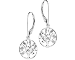 Best Apart Kolczyki z białego złota z diamentami - drzewka - 0,01 ct - próba 585