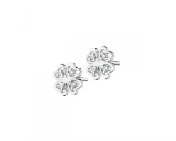 Best Apart Kolczyki z białego złota z diamentami - koniczyny - 0,02 ct - próba 375