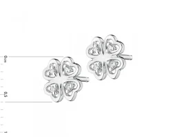 Best Apart Kolczyki z białego złota z diamentami - koniczyny - 0,02 ct - próba 375