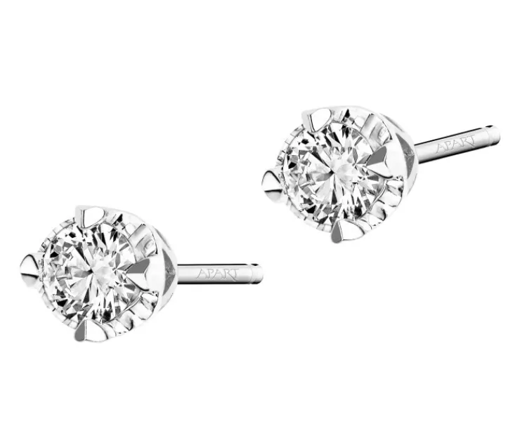 Apart Kolczyki z białego złota z brylantami - serca - 0,24 ct - próba 585< Kolczyki Z Diamentami
