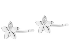 Discount Apart Kolczyki z białego złota z diamentami - kwiaty - 0,008 ct - próba 375
