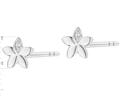 Discount Apart Kolczyki z białego złota z diamentami - kwiaty - 0,008 ct - próba 375