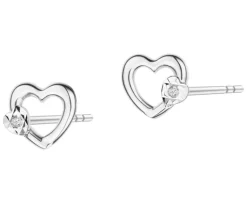 Clearance Apart Kolczyki z białego złota z diamentami - serca - 0,008 ct - próba 585