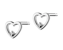 Apart Kolczyki z białego złota z diamentami - serca - 0,008 ct - próba 375< Wszystkie