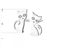 Best Apart Kolczyki z białego złota z diamentami - koty - 0,01 ct - próba 585