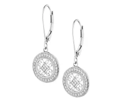 Apart Kolczyki z białego złota z diamentami - rozety - 0,17 ct - próba 585< Kolczyki Z Diamentami