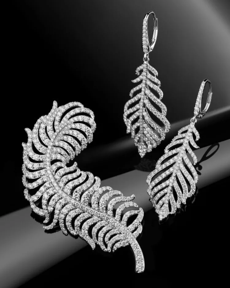 Apart Kolczyki z białego złota z brylantami - piórka - 2,50 ct - próba 750< Wszystkie