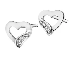 Apart Kolczyki z białego złota z diamentami -  serca - 0,008 ct - próba 375< Kolczyki Z Diamentami
