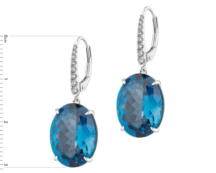 Apart Kolczyki z białego złota z brylantami i topazami London Blue - próba 585< Kolczyki Z Diamentami