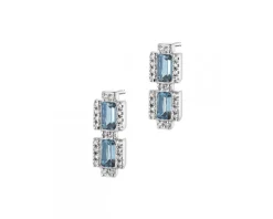 Clearance Apart Kolczyki z białego złota z diamentami i topazami London Blue - próba 375