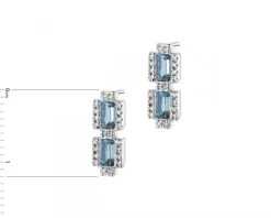 Clearance Apart Kolczyki z białego złota z diamentami i topazami London Blue - próba 375