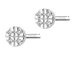 Discount Apart Kolczyki z białego złota z diamentami - 0,01 ct - próba 585