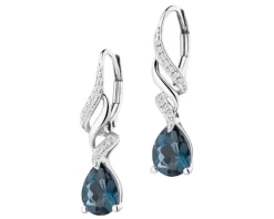 Clearance Apart Kolczyki z białego złota z diamentami i topazami London Blue - próba 585