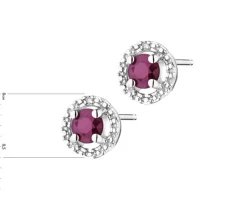 Discount Apart Kolczyki z białego złota z diamentami i rubinami - próba 585