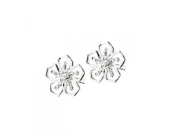 Apart Kolczyki z białego złota z diamentami - kwiaty - 0,01 ct - próba 375< Kolczyki Z Diamentami