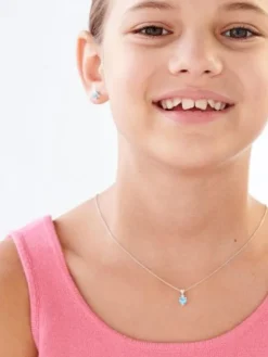 Clearance Apart Kolczyki z białego złota z diamentami i topazami - serca - próba 375