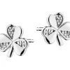 Outlet Apart Kolczyki z białego złota z diamentami – koniczyny - 0,01 ct - próba 375