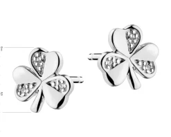 Outlet Apart Kolczyki z białego złota z diamentami – koniczyny - 0,01 ct - próba 375