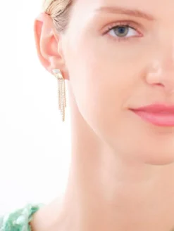 Clearance Artelioni Kolczyki z mosiądzu pozłacane z cyrkoniami i szklanymi detalami