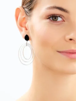 Clearance Artelioni Kolczyki z mosiądzu rodowane z agatami