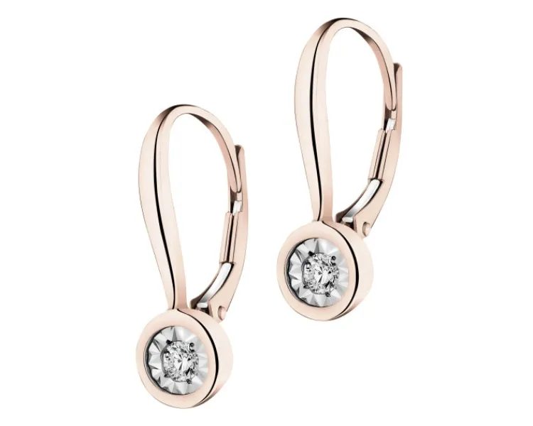 Apart Kolczyki z różowego i białego złota z brylantami - 0,10 ct - próba 585< Kolczyki Z Diamentami