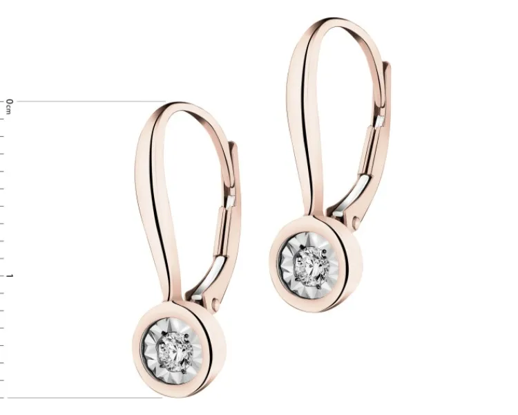 Apart Kolczyki z różowego i białego złota z brylantami - 0,10 ct - próba 585< Kolczyki Z Diamentami