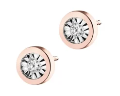 Apart Kolczyki z różowego i białego złota z brylantami - 0,04 ct - próba 375< Kolczyki Z Diamentami